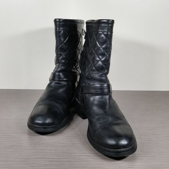 Aquatalia Sweetness Short Quilted Moto Boot, Black Leather, Womens Size 8 - Picture 4 of 14